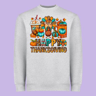 Happy Thanksgiving Coffee Cups Heavyweight Sweatshirt Designed By Fadigitalartstudio