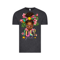 Vintage Black July Girl Afro Woman Summer Vintage Tee - texasbilliewilder
