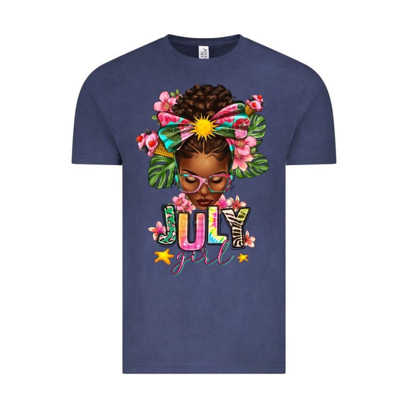 July Girl Afro Woman Summer Vintage Tee by texasbilliewilder | Teevron
