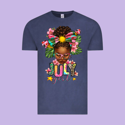 July Girl Afro Woman Summer Vintage Tee Designed By Texasbilliewilder