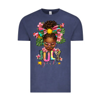 Vintage Denim July Girl Afro Woman Summer Vintage Tee - texasbilliewilder