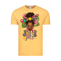 Vintage Mustard July Girl Afro Woman Summer Vintage Tee - texasbilliewilder