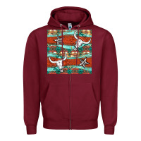 Burgundy western aztec bull skull stars seamless pattern Zipper Hoodie - BundleAndBundleShop