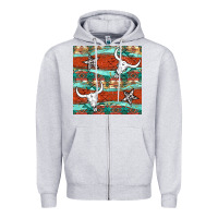 Heather Grey western aztec bull skull stars seamless pattern Zipper Hoodie - BundleAndBundleShop