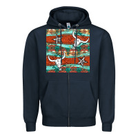 Navy western aztec bull skull stars seamless pattern Zipper Hoodie - BundleAndBundleShop