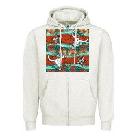 Oatmeal Heather western aztec bull skull stars seamless pattern Zipper Hoodie - BundleAndBundleShop