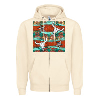 Sandshell western aztec bull skull stars seamless pattern Zipper Hoodie - BundleAndBundleShop