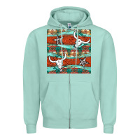 Seafoam western aztec bull skull stars seamless pattern Zipper Hoodie - BundleAndBundleShop