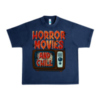 Navy Horror Movies and Chill Urban Heavy Tee - texasbilliewilder