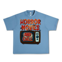 Pebble Blue Horror Movies and Chill Urban Heavy Tee - texasbilliewilder