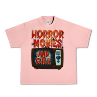 Salmon Horror Movies and Chill Urban Heavy Tee - texasbilliewilder