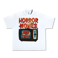 White Horror Movies and Chill Urban Heavy Tee - texasbilliewilder