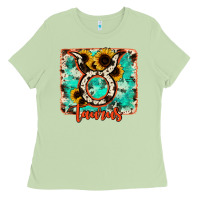 Matcha taurus turquoise cowhide Ladies Tee - RanaPortraitStore