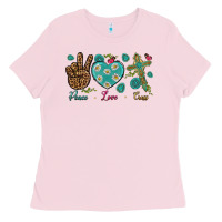 Bubblegum Pink Peace Love Cross Ladies Tee - BundleAndBundleShop