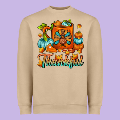 Thankful Thanksgiving Coffee Mug Heavyweight Sweatshirt Designed By Fadigitalartstudio