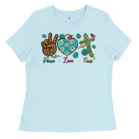 Baby Blue Peace Love Cross Ladies Tee - BundleAndBundleShop