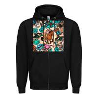 Black western cowgirl seamless pattern Zipper Hoodie - BundleAndBundleShop
