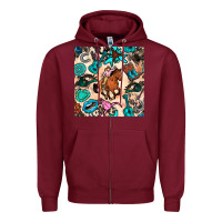 Burgundy western cowgirl seamless pattern Zipper Hoodie - BundleAndBundleShop