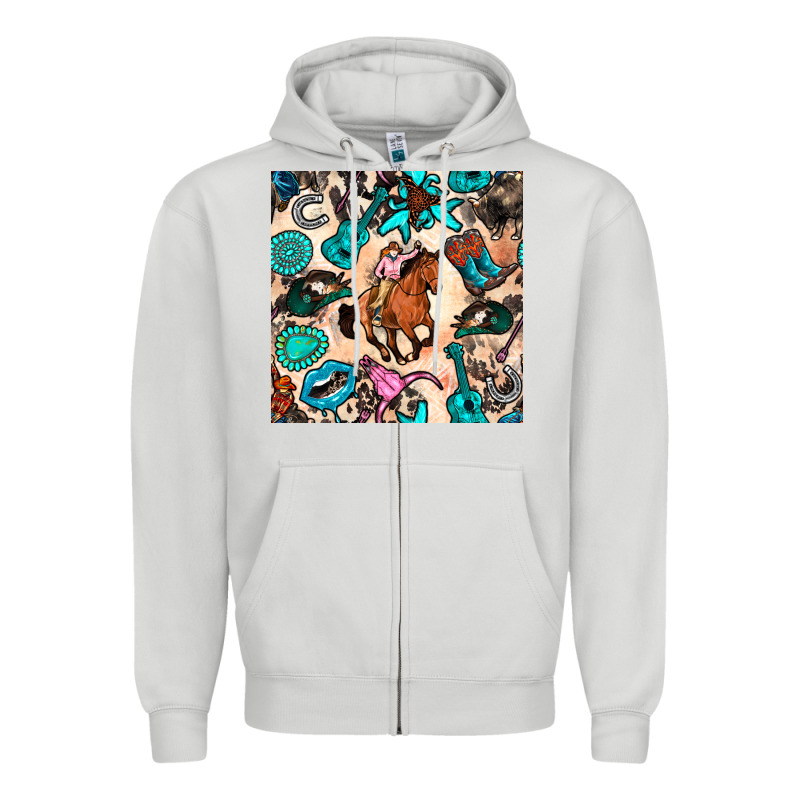 Western Cowgirl Seamless Pattern Zipper Hoodie by BundleAndBundleShop | Teevron
