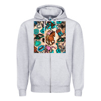 Heather Grey western cowgirl seamless pattern Zipper Hoodie - BundleAndBundleShop