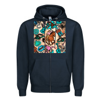 Navy western cowgirl seamless pattern Zipper Hoodie - BundleAndBundleShop