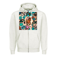 Oatmeal Heather western cowgirl seamless pattern Zipper Hoodie - BundleAndBundleShop