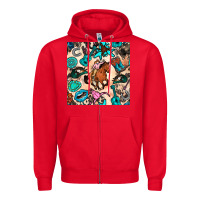 Red western cowgirl seamless pattern Zipper Hoodie - BundleAndBundleShop