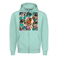 Seafoam western cowgirl seamless pattern Zipper Hoodie - BundleAndBundleShop