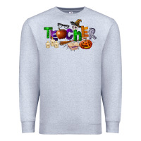 Heather Grey halloween teacher Premium Sweatshirt - LillyAllenDesigns