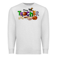 Oatmeal Heather halloween teacher Premium Sweatshirt - LillyAllenDesigns