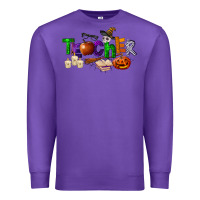 Purple halloween teacher Premium Sweatshirt - LillyAllenDesigns