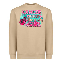 Cancer Picked The Wrong Girl Breast Cancer Heavyweight Sweatshirt | Teevron