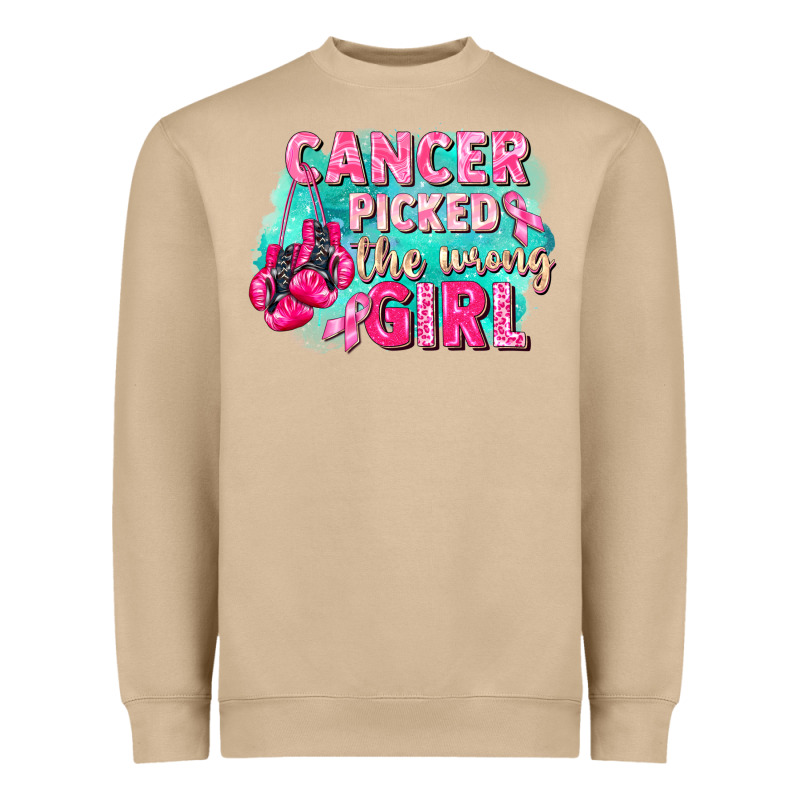 Cancer Picked The Wrong Girl Breast Cancer Heavyweight Sweatshirt by FaDigitalArtStudio | Teevron