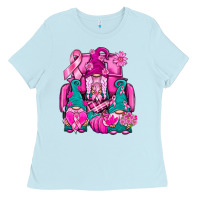 Baby Blue Breast Cancer Gnomies Truck Ladies Tee - BundleAndBundleShop
