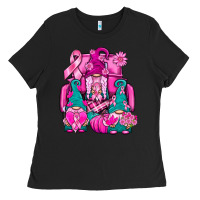 Black Breast Cancer Gnomies Truck Ladies Tee - BundleAndBundleShop