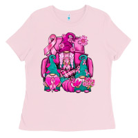 Bubblegum Pink Breast Cancer Gnomies Truck Ladies Tee - BundleAndBundleShop