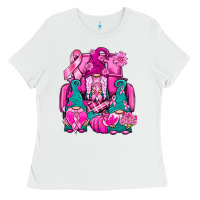 White Breast Cancer Gnomies Truck Ladies Tee - BundleAndBundleShop