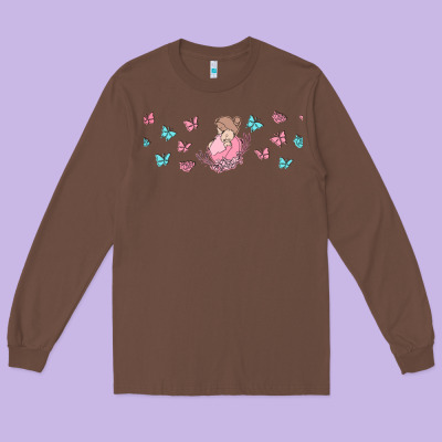 Butterflies And Mom Long Sleeve Tee Designed By Tumblerdesignbyshophia
