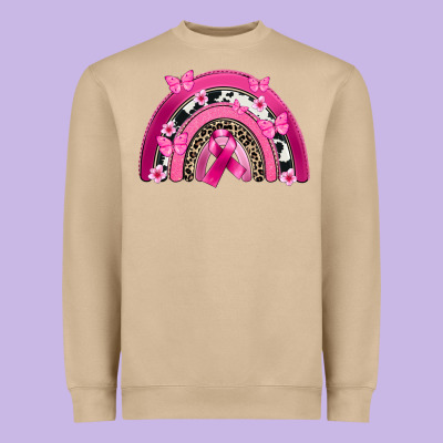 Breast Cancer Rainbow Heavyweight Sweatshirt Designed By Fadigitalartstudio
