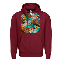 Burgundy western cowboy hat seamless pattern Zipper Hoodie - BundleAndBundleShop