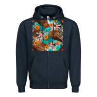 Navy western cowboy hat seamless pattern Zipper Hoodie - BundleAndBundleShop