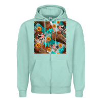 Seafoam western cowboy hat seamless pattern Zipper Hoodie - BundleAndBundleShop