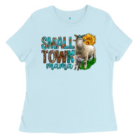Baby Blue Small Town Mama With Sheeps Ladies Tee - BundleAndBundleShop