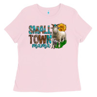 Bubblegum Pink Small Town Mama With Sheeps Ladies Tee - BundleAndBundleShop
