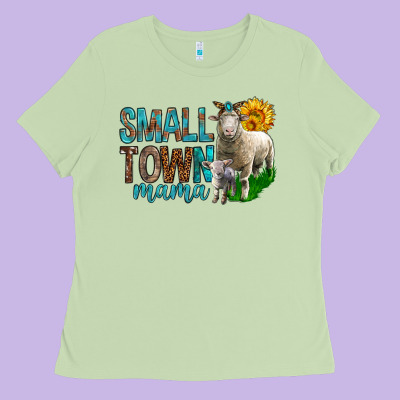 Small Town Mama With Sheeps Ladies Tee Designed By Bundleandbundleshop