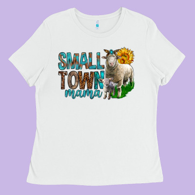 Small Town Mama With Sheeps Ladies Tee Designed By Bundleandbundleshop
