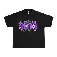 Black I am a survivor purple ribbon Urban Heavy Tee - NancyCooperArtShop