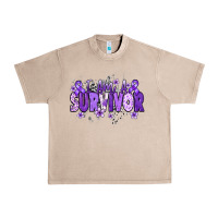 French Oak I am a survivor purple ribbon Urban Heavy Tee - NancyCooperArtShop