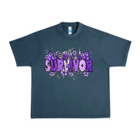 Midnight Navy I am a survivor purple ribbon Urban Heavy Tee - NancyCooperArtShop