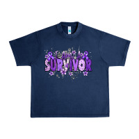 Navy I am a survivor purple ribbon Urban Heavy Tee - NancyCooperArtShop
